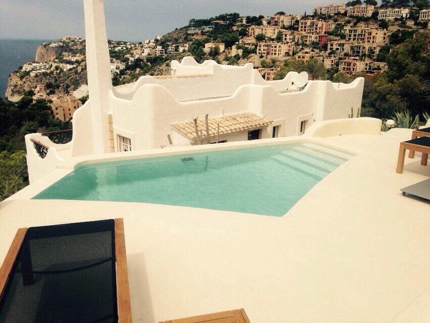 White villa pool terrace finished in microcement